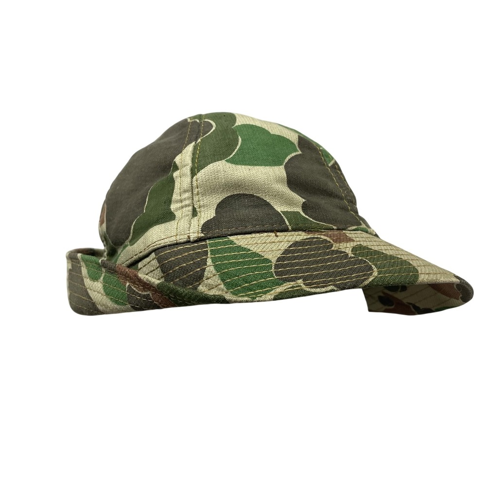 Vintage 1950s Frogskin Camo Hunting Cap Hat Impregnole Hat Medium 40s WWII RARE